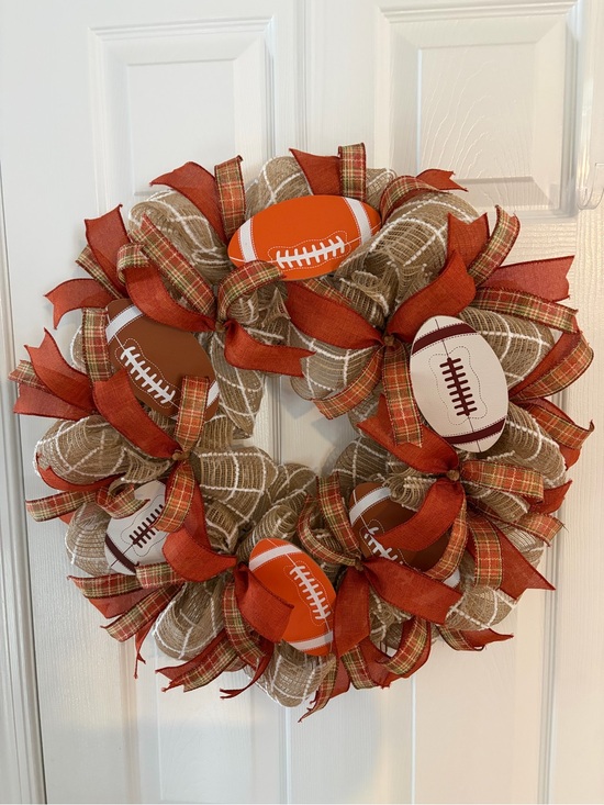 Other - Home Holiday Football Burlap Wreath with Orange Accents